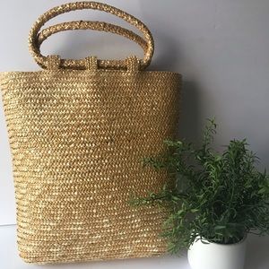 Rattan wicker tote bag